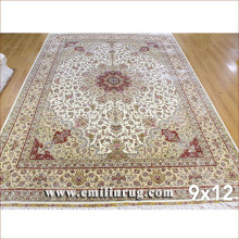 Big Beige White Color 9X12 Large Silk Rugs Area Rug for Living Room Bedroom Home Carpets